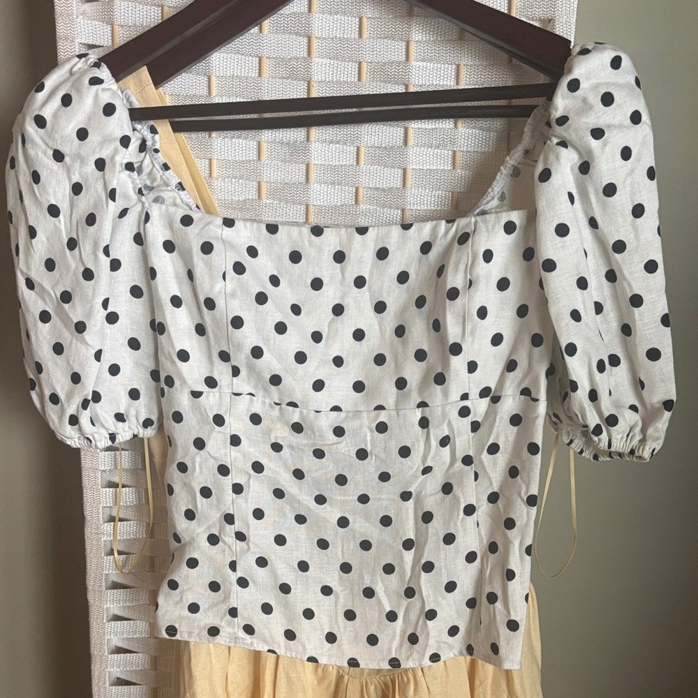 Reformation Black and White Polka Dot Blouse
